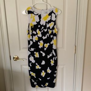 Black white and yellow body con dress